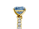 Yellow gold Fancy Blue Asscher  Solitaire Diamond Pavé Band with Four-Prong Setting_5