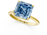 Yellow gold Fancy Blue Asscher  Solitaire Diamond Ring with 4-Prong Setting on a Classic Band_4