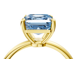 Yellow gold Fancy Blue Asscher  Solitaire Diamond Ring with 4-Prong Setting on a Classic Band_7