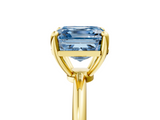 Yellow gold Fancy Blue Asscher  Solitaire Diamond Ring with 4-Prong Setting on a Classic Band_8