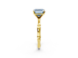 Yellow gold Fancy Blue Asscher  Solitaire Diamond Ring with Bamboo Band and Four-Prong Setting_19
