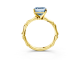 Yellow gold Fancy Blue Asscher  Solitaire Diamond Ring with Bamboo Band and Four-Prong Setting_20