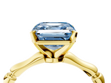 Yellow gold Fancy Blue Asscher  Solitaire Diamond Ring with Bamboo Band and Four-Prong Setting_21