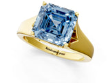 Yellow gold Fancy Blue Asscher  Solitaire Diamond Ring with Cathedral Band and Four-Prong Setting_67