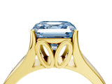 Yellow gold Fancy Blue Asscher  Solitaire Diamond Ring with Cathedral Band and Four-Prong Setting_70