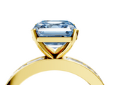 Yellow gold Fancy Blue Asscher  Solitaire Diamond Ring with Channel-Set Baguette Band and Four-Prong Setting_21