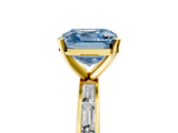 Yellow gold Fancy Blue Asscher  Solitaire Diamond Ring with Channel-Set Baguette Band and Four-Prong Setting_22