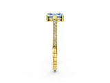 Yellow gold Fancy Blue Asscher  Solitaire Diamond Ring with Channel Set Band and Bezel Prong Setting_59
