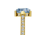 Yellow gold Fancy Blue Asscher  Solitaire Diamond Ring with Channel Set Band and Bezel Prong Setting_62