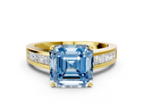 Yellow gold Fancy Blue Asscher  Solitaire Diamond Ring with Channel-Set Band and Four-Prong Setting_20