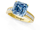 Yellow gold Fancy Blue Asscher  Solitaire Diamond Ring with Channel-Set Band and Four-Prong Setting_21
