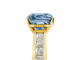Yellow gold Fancy Blue Asscher  Solitaire Diamond Ring with Channel-Set Band and Four-Prong Setting_25