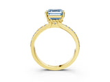Yellow gold Fancy Blue Asscher  Solitaire Diamond Ring with Channel Set Band and Six-Prong Setting_49