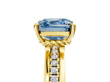 Yellow gold Fancy Blue Asscher  Solitaire Diamond Ring with Channel Set Band and Six-Prong Setting_51