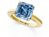 Yellow gold Fancy Blue Asscher  Solitaire Diamond Ring with Four-Prong Setting and Classic Band_21