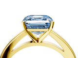 Yellow gold Fancy Blue Asscher  Solitaire Diamond Ring with Four-Prong Setting and Classic Band_24