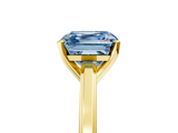 Yellow gold Fancy Blue Asscher  Solitaire Diamond Ring with Four-Prong Setting and Classic Band_25