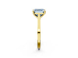 Yellow gold Fancy Blue Asscher  Solitaire Diamond Ring with Four-Prong Setting and Tapered Band 2
