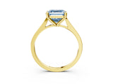 Yellow gold Fancy Blue Asscher  Solitaire Diamond Ring with Four-Prong Setting and Tapered Band 3