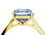 Yellow gold Fancy Blue Asscher  Solitaire Diamond Ring with Four-Prong Setting and Tapered Band 4