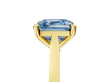 Yellow gold Fancy Blue Asscher  Solitaire Diamond Ring with Four-Prong Setting and Tapered Band 5