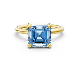 Yellow gold Fancy Blue Asscher  Solitaire Diamond Ring with Four-Prong Setting on a Plain Band_22