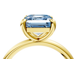 Yellow gold Fancy Blue Asscher  Solitaire Diamond Ring with Four-Prong Setting on a Plain Band_26