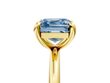 Yellow gold Fancy Blue Asscher  Solitaire Diamond Ring with Four-Prong Setting on a Plain Band_27
