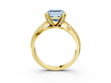 Yellow gold Fancy Blue Asscher  Solitaire Diamond Ring with Milgrain Pavé Band and Four-Prong Setting_57