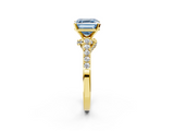 Yellow gold Fancy Blue Asscher  Solitaire Diamond Ring with Pavé Band and Four-Prong Setting_2
