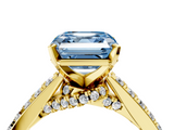 Yellow gold Fancy Blue Asscher  Solitaire Diamond Ring with Pavé Band and Four-Prong Setting_4