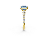 Yellow gold Fancy Blue Asscher  Solitaire Diamond Ring with Pave Band and Four-Prong Setting_19