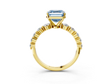 Yellow gold Fancy Blue Asscher  Solitaire Diamond Ring with Pave Band and Four-Prong Setting_20
