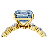 Yellow gold Fancy Blue Asscher  Solitaire Diamond Ring with Pave Band and Four-Prong Setting_21