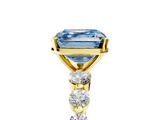 Yellow gold Fancy Blue Asscher  Solitaire Diamond Ring with Pave Band and Four-Prong Setting_22