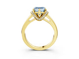 Yellow gold Fancy Blue Asscher  Solitaire Diamond Ring with Pave Band and Six-Prong Setting_31