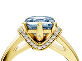 Yellow gold Fancy Blue Asscher  Solitaire Diamond Ring with Pave Band and Six-Prong Setting_32