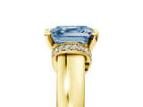 Yellow gold Fancy Blue Asscher  Solitaire Diamond Ring with Pave Band and Six-Prong Setting_33