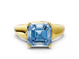 Yellow gold Fancy Blue Asscher  Solitaire Diamond Ring with Six-Prong Cathedral Setting_42
