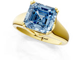 Yellow gold Fancy Blue Asscher  Solitaire Diamond Ring with Six-Prong Cathedral Setting_43