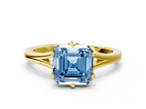 Yellow gold Fancy Blue Asscher  Solitaire Diamond Ring with Six-Prong Setting and Tapered Band_18