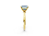 Yellow gold Fancy Blue Asscher  Solitaire Diamond Ring with Six-Prong Setting on a Classic Band 2