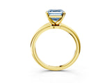 Yellow gold Fancy Blue Asscher  Solitaire Diamond Ring with Six-Prong Setting on a Classic Band 3