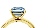 Yellow gold Fancy Blue Asscher  Solitaire Diamond Ring with Six-Prong Setting on a Classic Band 4