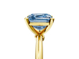 Yellow gold Fancy Blue Asscher  Solitaire Diamond Ring with Six-Prong Setting on a Classic Band 5