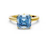 Yellow gold Fancy Blue Asscher  Solitaire Diamond Ring with Six-Prong Setting on a Classic Band_46