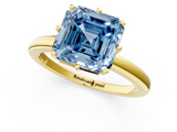 Yellow gold Fancy Blue Asscher  Solitaire Diamond Ring with Six-Prong Setting on a Classic Band_47