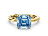 Yellow gold Fancy Blue Asscher  Solitaire Diamond Ring with Split Shank and Four-Prong Setting_12