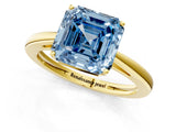 Yellow gold Fancy Blue Asscher  Solitaire Diamond Ring with Split Shank and Four-Prong Setting_13