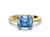 Yellow gold Fancy Blue Asscher  Solitaire Diamond Ring with Split Shank and Four-Prong Setting_34